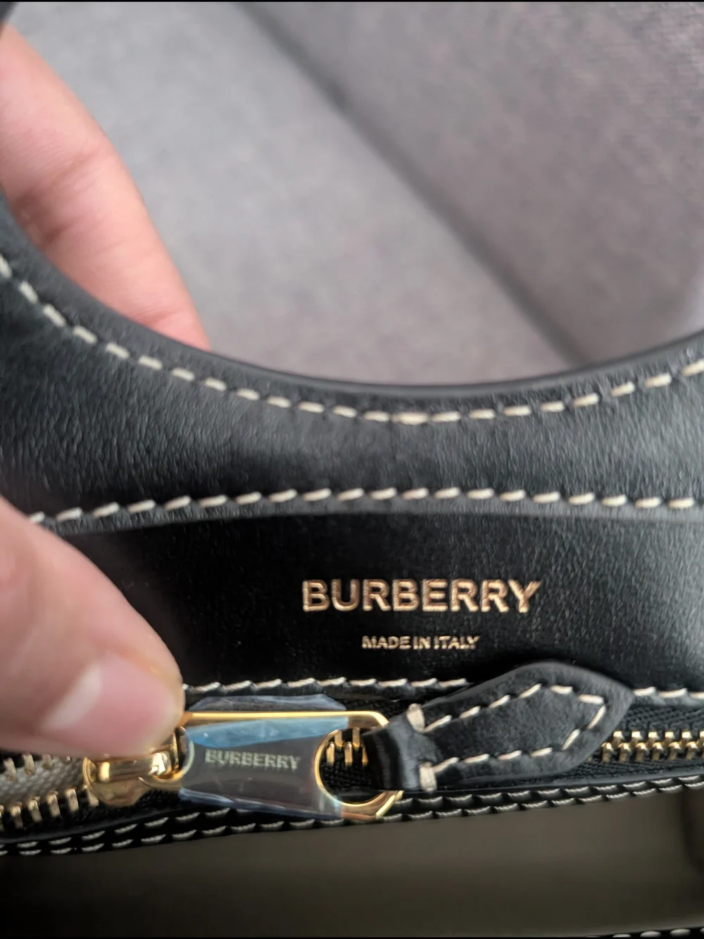 Burberry Black & White Canvas Tote Bag with Top Handle
